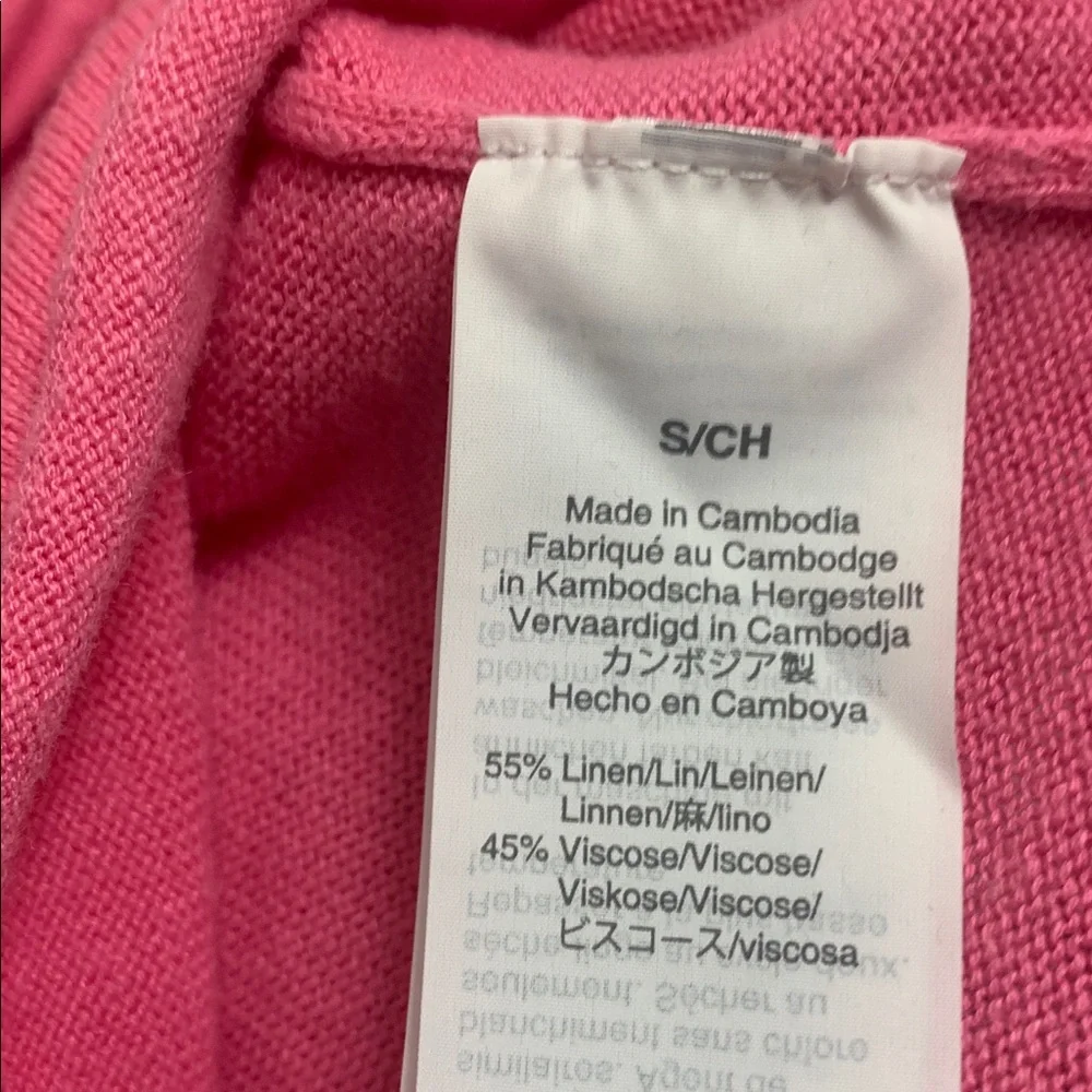 J.Crew Pink V-Neck Sweater Lightweight Luxury Linen Blend